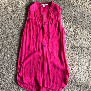 Hot pink sleeveless blouse